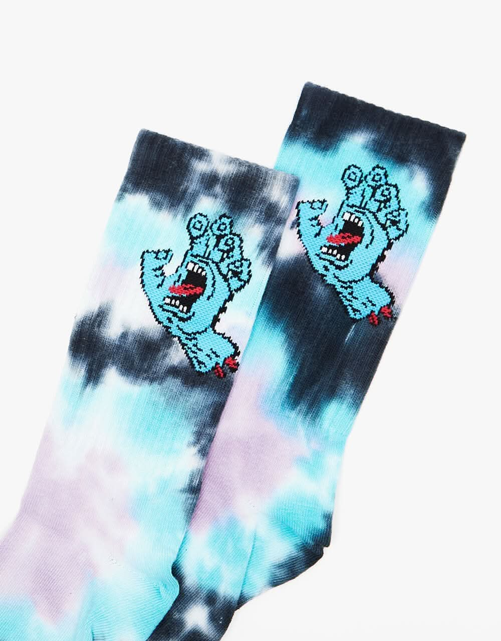 Santa Cruz Screaming Hand Tie Dye Socks - Black Tie Dye