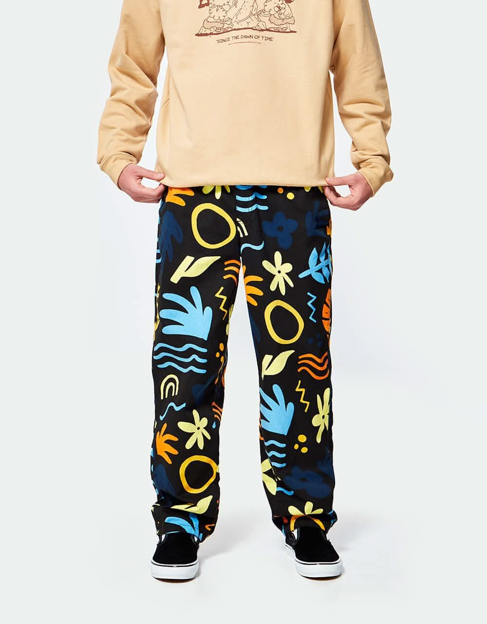 Route One Organic Baggy Pants - Tropical Black