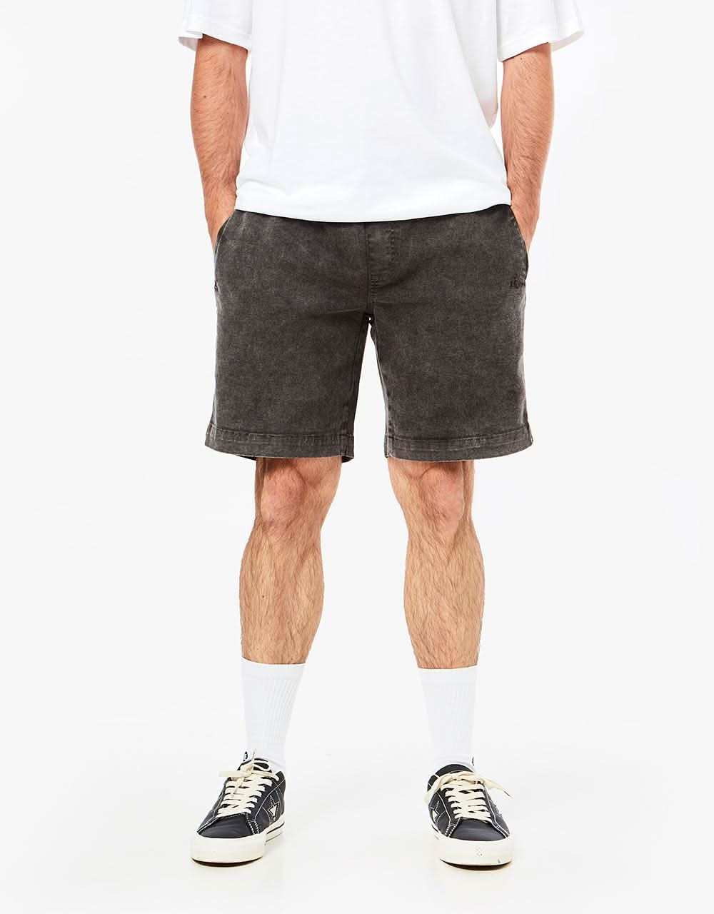 Route One Strike Wash Pool Shorts - Black