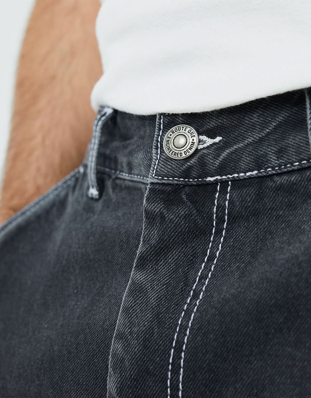 Pantaloncini in denim Route One Super Baggy OG - Nero lavato