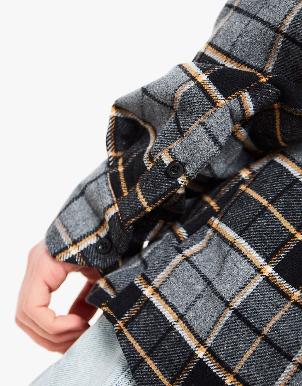 Route One Aran Flannel Shirt - Black/Charcoal