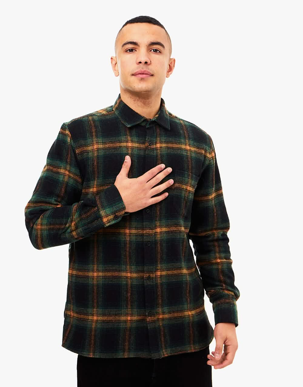 Route One Glyder Flannel Shirt - Sacramento/Forest Green