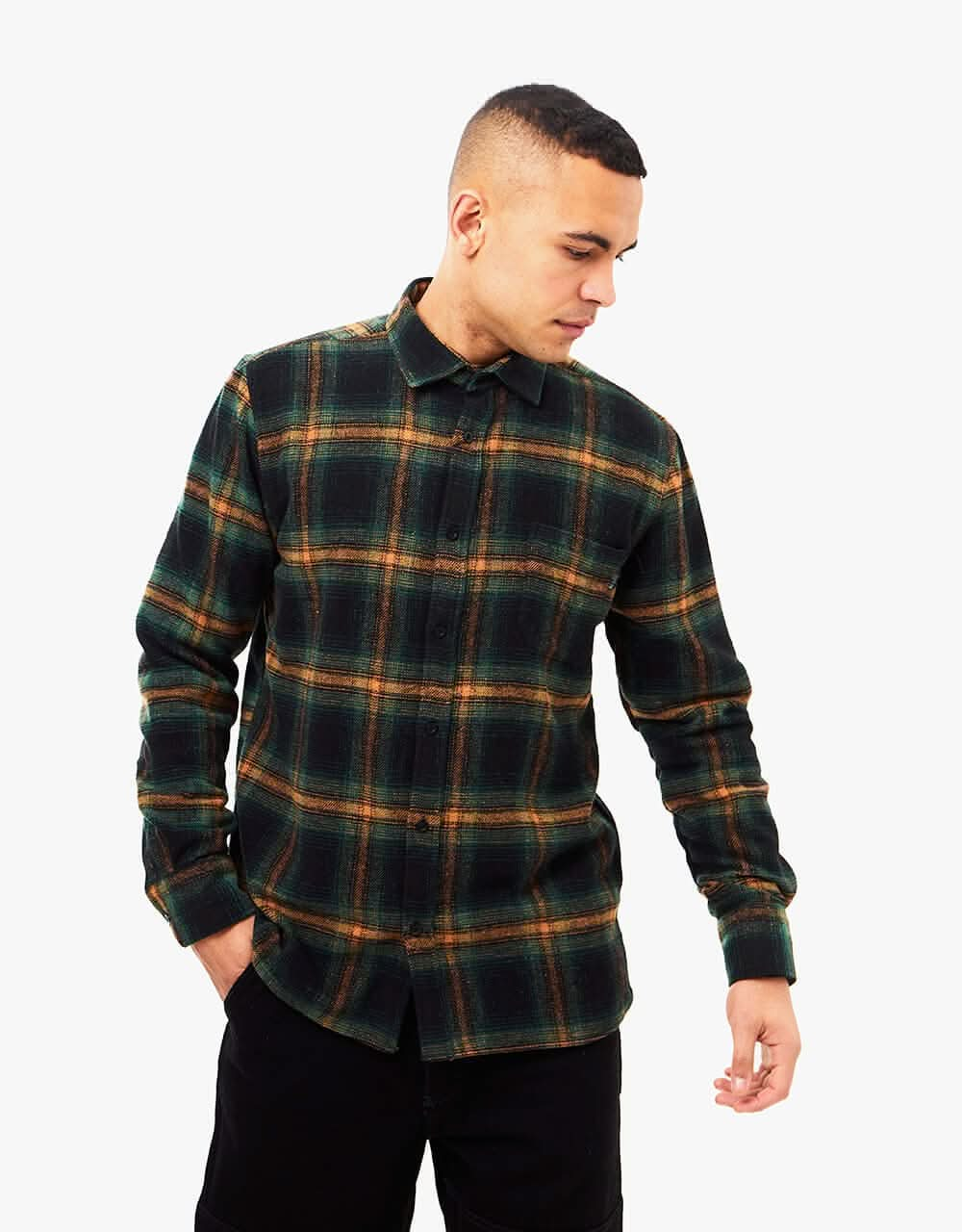 Route One Glyder Flannel Shirt - Sacramento/Forest Green