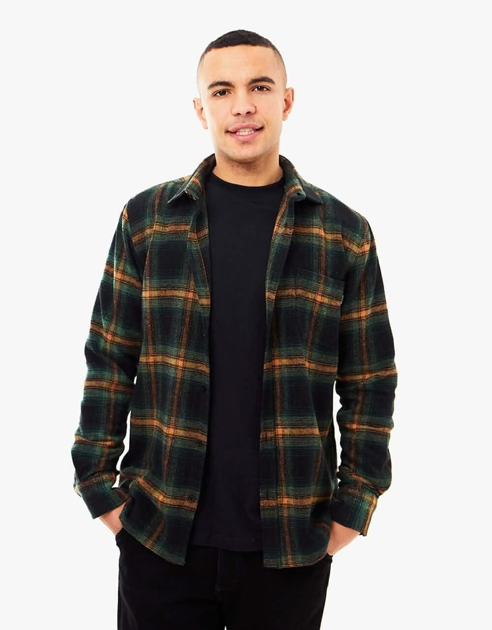 Route One Glyder Flannel Shirt - Sacramento/Forest Green