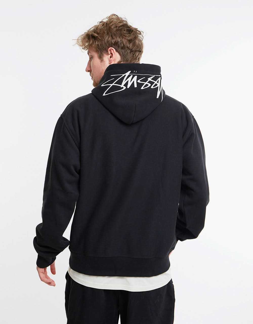 Stüssy Back Hood Applique Pullover Hoodie - Black