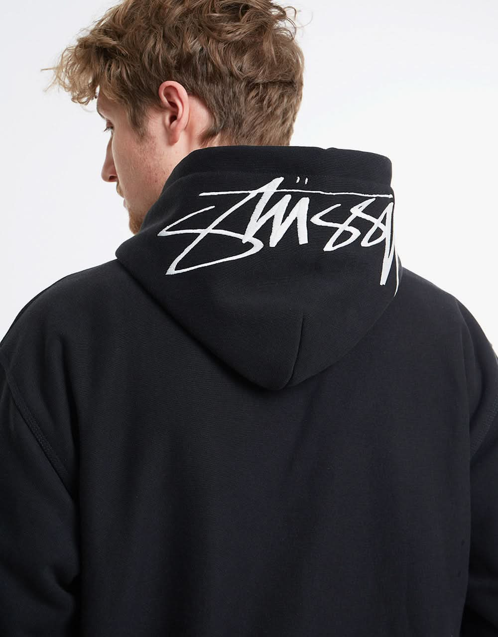 Stüssy Back Hood Applique Pullover Hoodie - Black