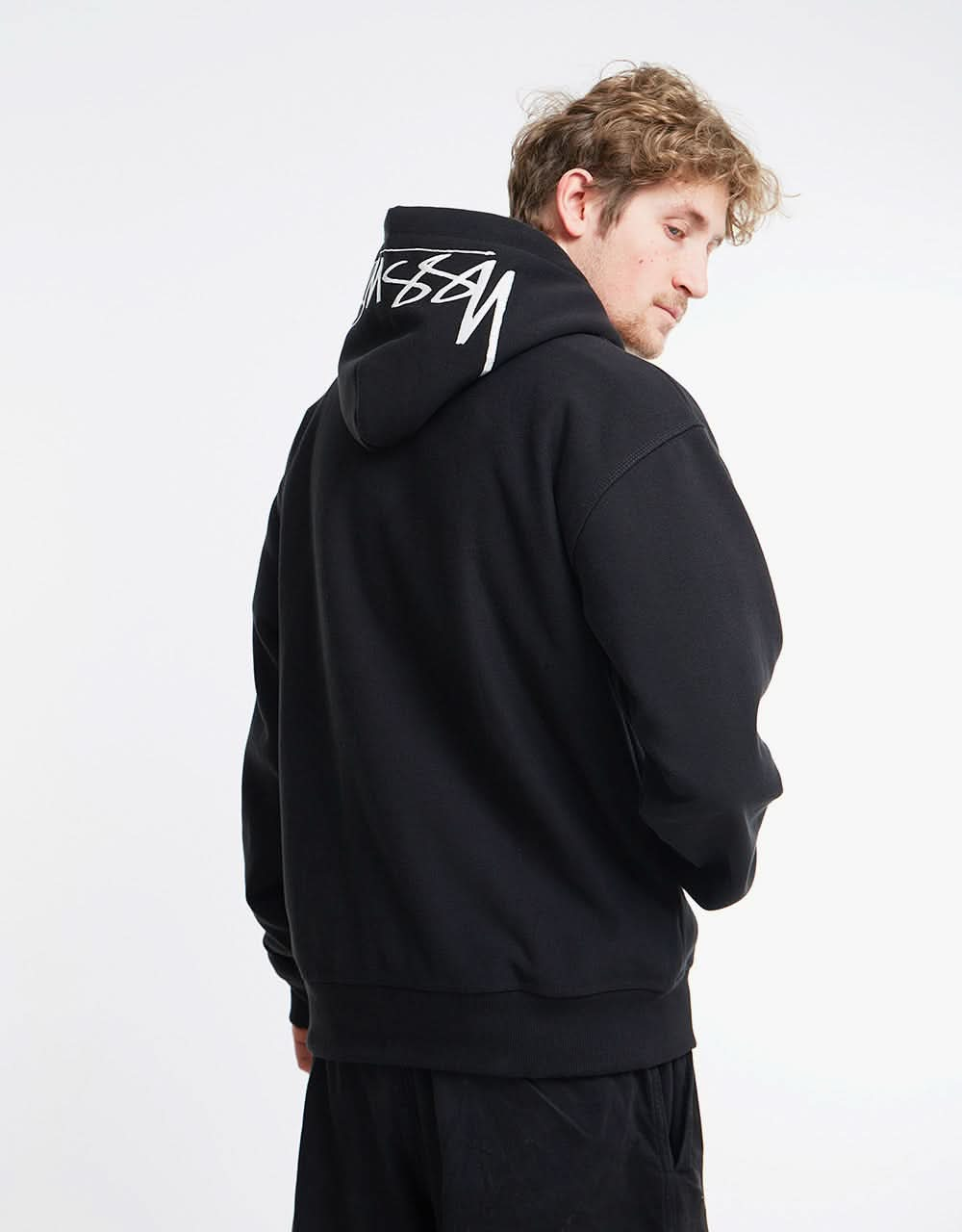 Stüssy Back Hood Applique Pullover Hoodie - Black