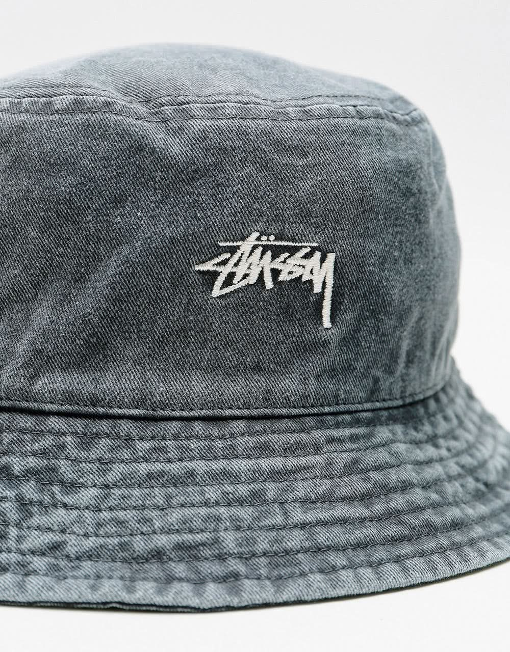 Stüssy Washed Stock Bucket Hat - Charcoal