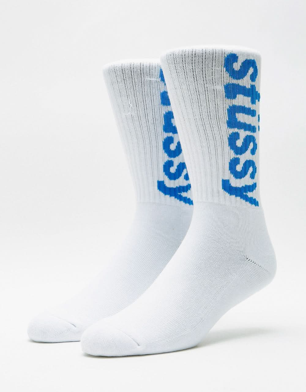 Stüssy Helvetica Jacquard Crew Socks - Sky Blue