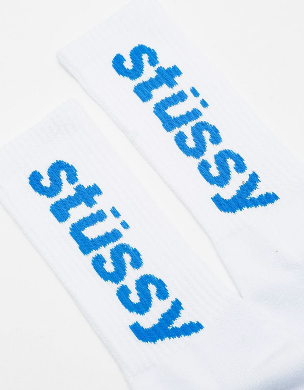 Stüssy Helvetica Jacquard Crew Socks - Sky Blue