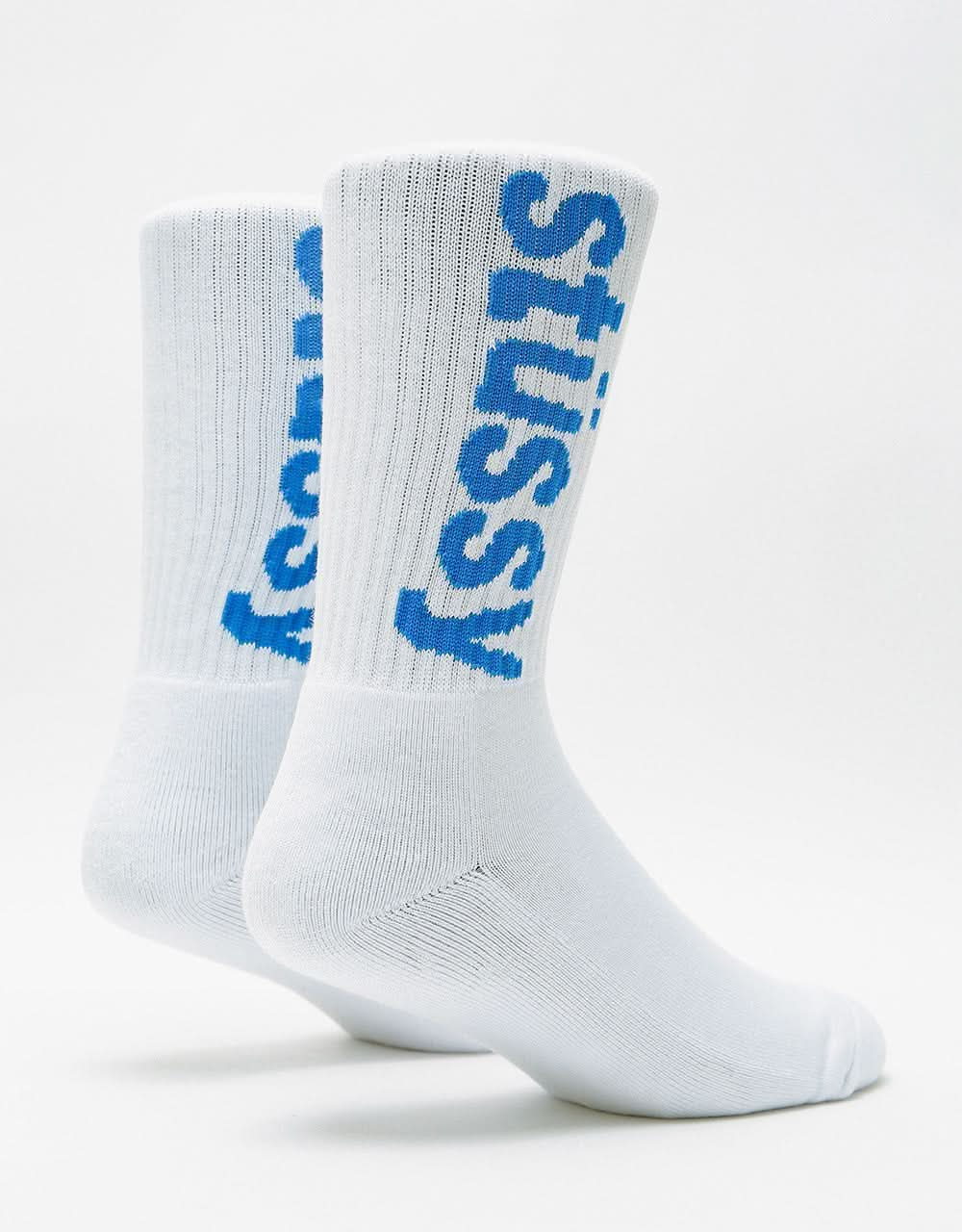 Stüssy Helvetica Jacquard Crew Socks - Sky Blue