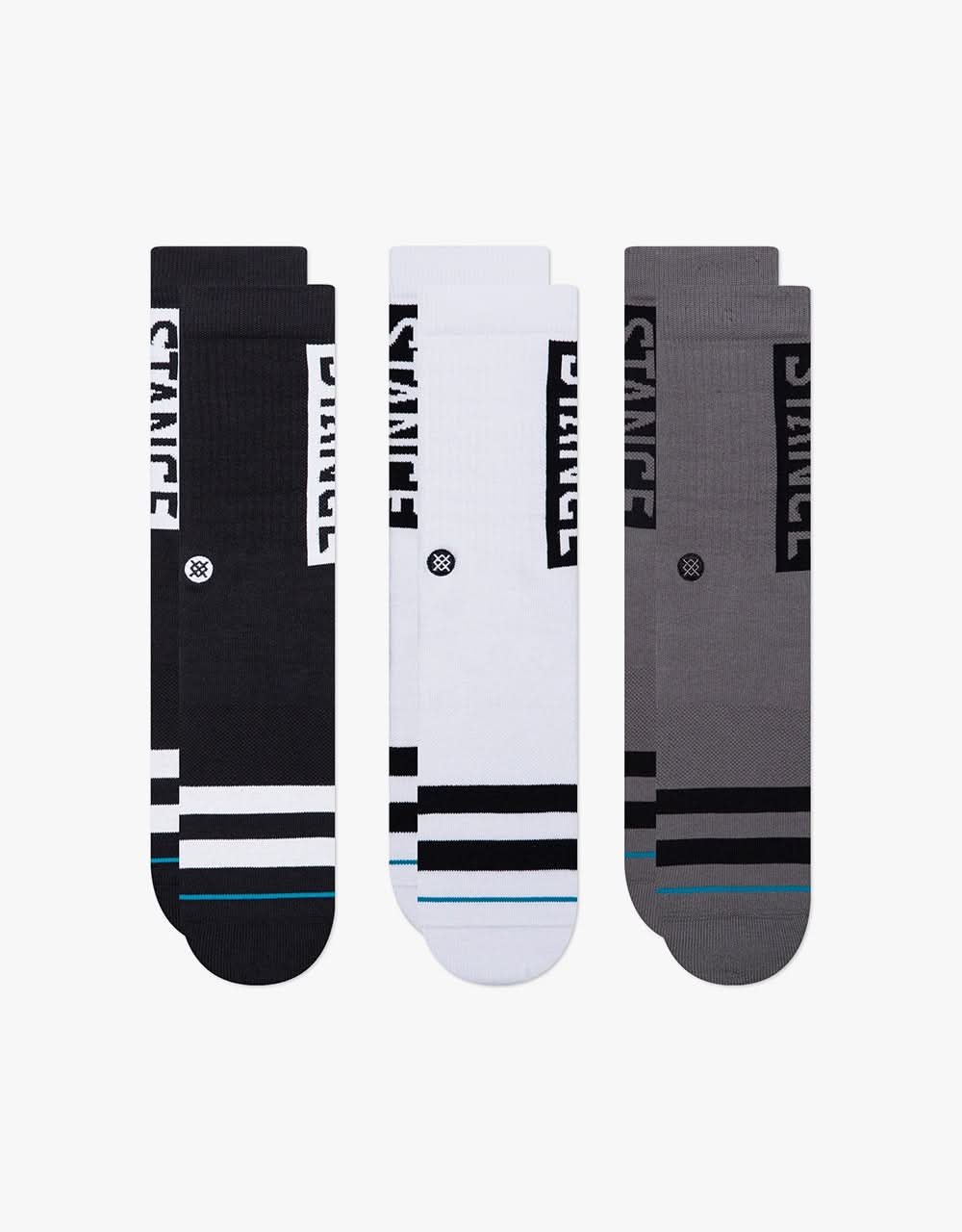 Stance OG 3er-Pack Crew-Socken – Schwarz/Weiß/Graphit