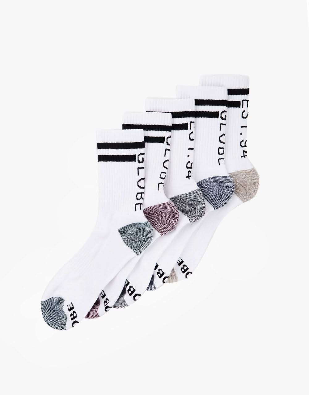 Globe Carter Crew Sock 5 Pack - White