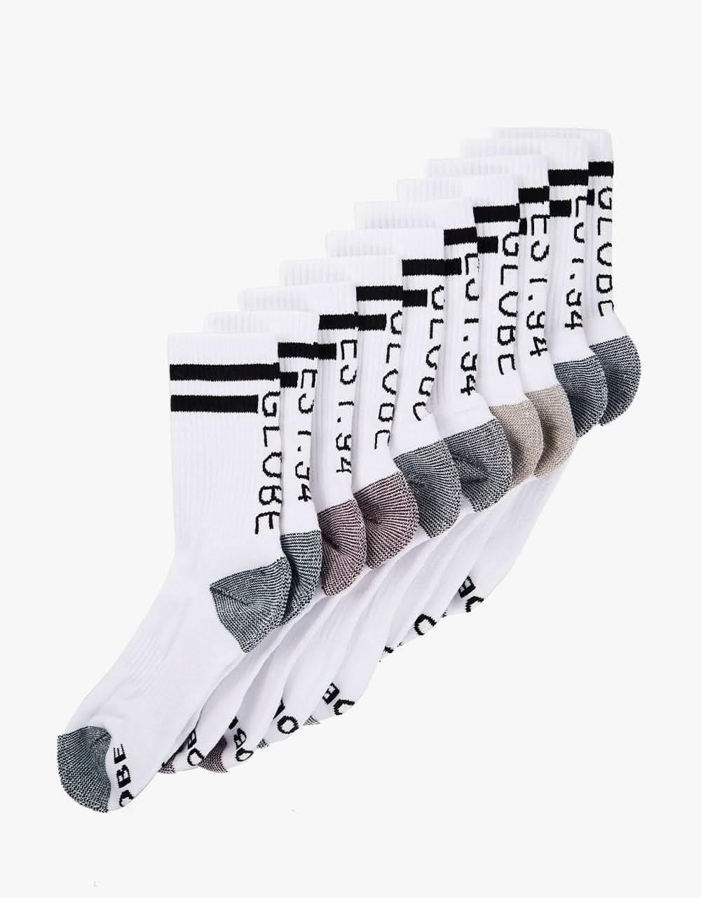 Globe Carter Crew Sock 5 Pack - White