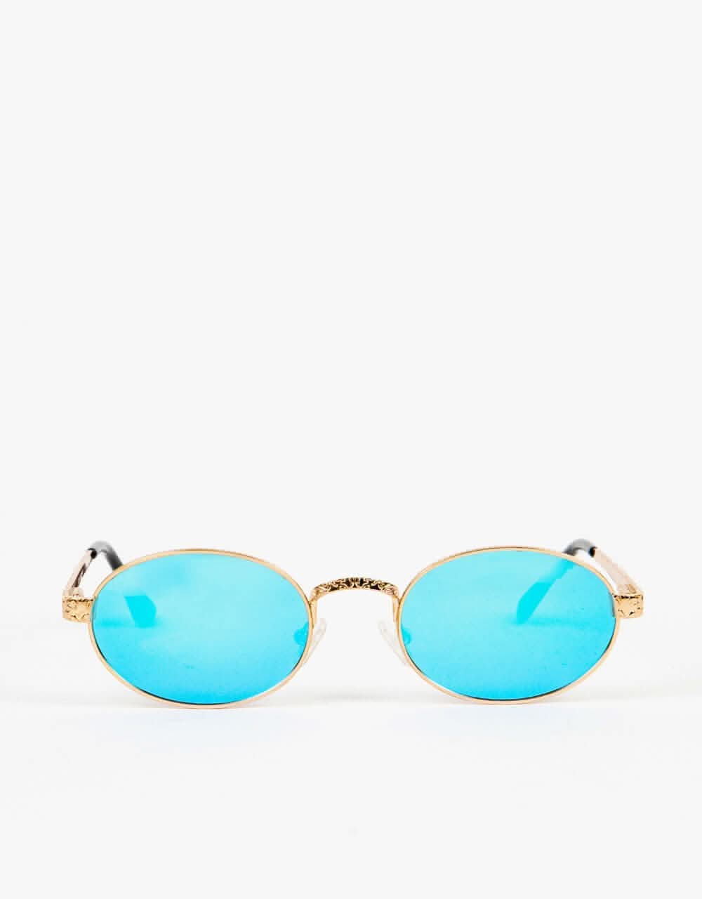 Glassy Sunhater Zion Premium Sunglasses - Gold/Blue Mirror