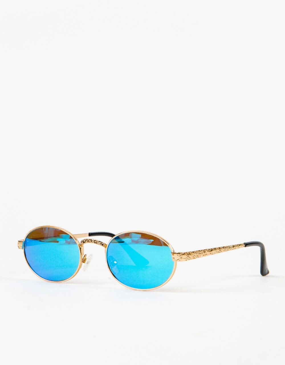 Glassy Sunhater Zion Premium Sunglasses - Gold/Blue Mirror