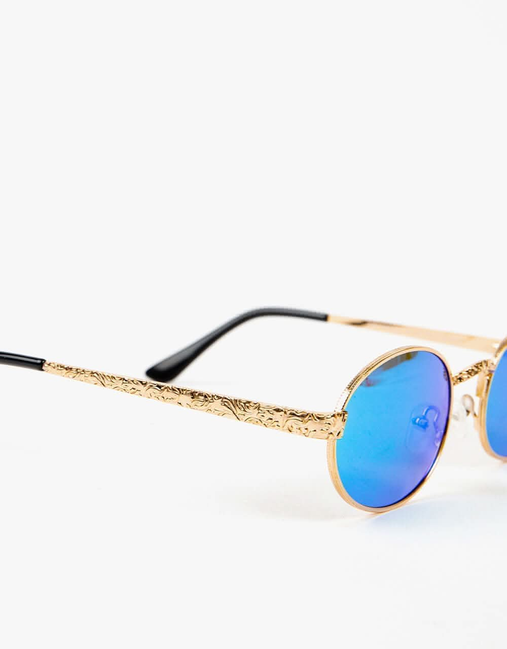 Glassy Sunhater Zion Premium Sunglasses - Gold/Blue Mirror