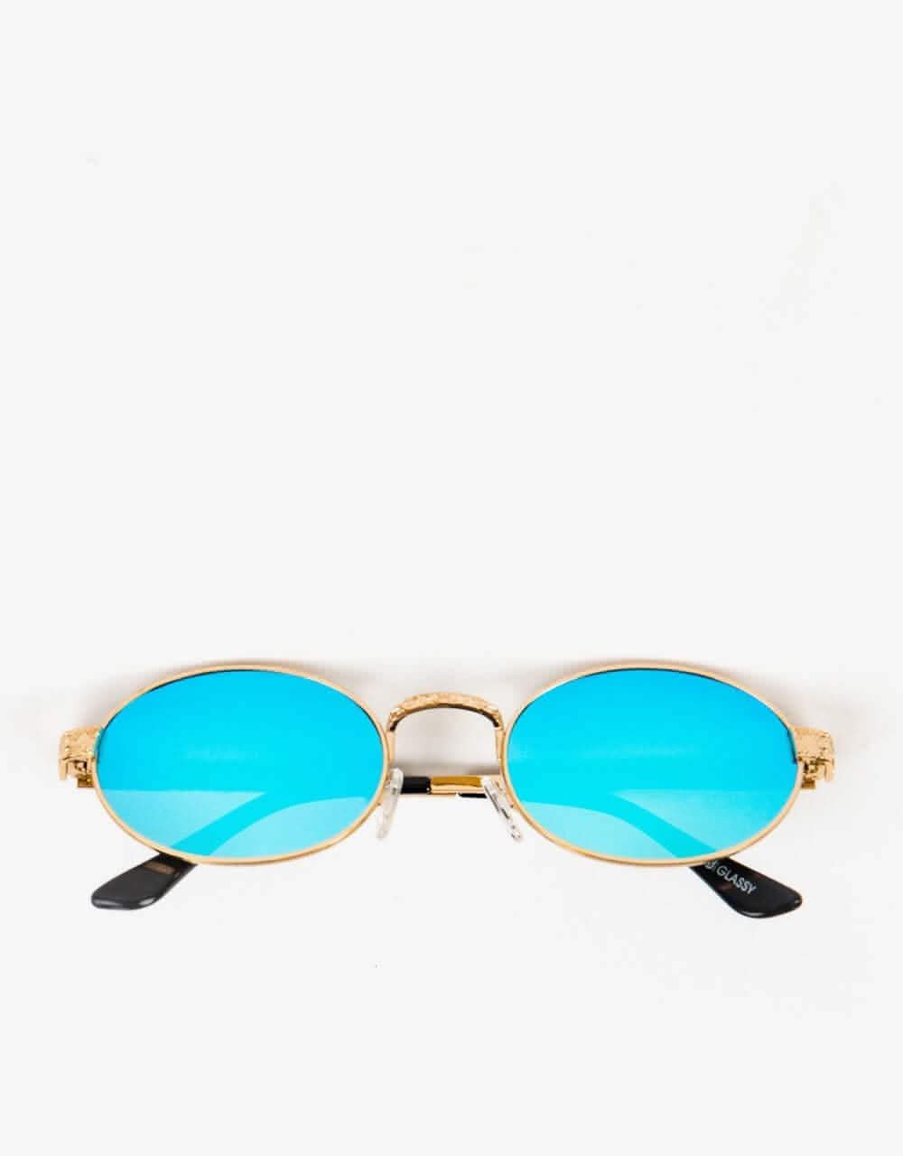 Glassy Sunhater Zion Premium Sunglasses - Gold/Blue Mirror