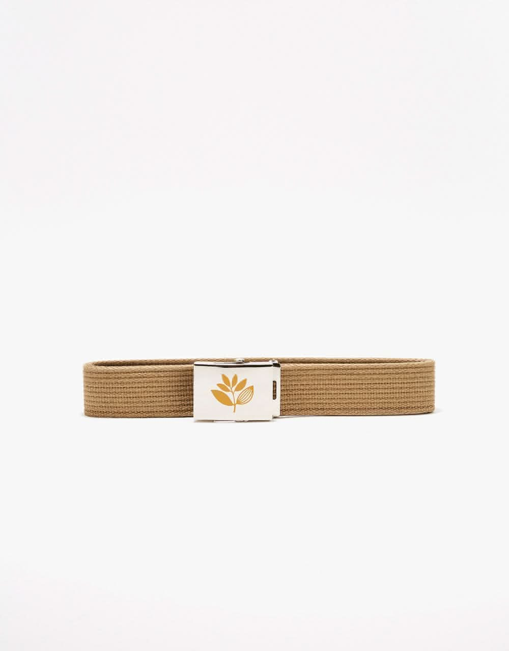 Magenta Plant Buckle Up Belt - Beige