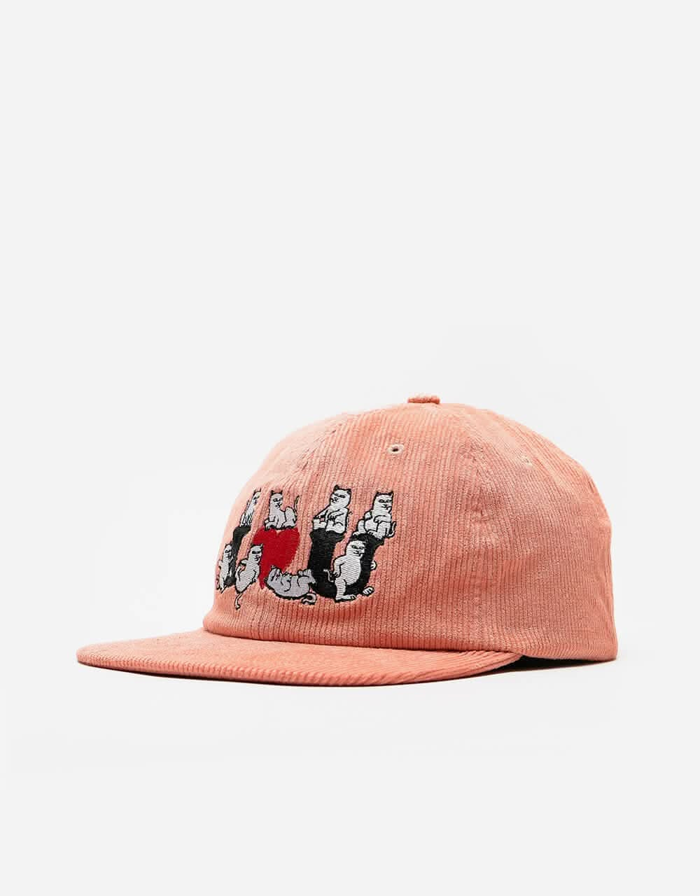 RIPNDIP I <3 U 6 Panel Corduroy Strapback Cap - Terracota