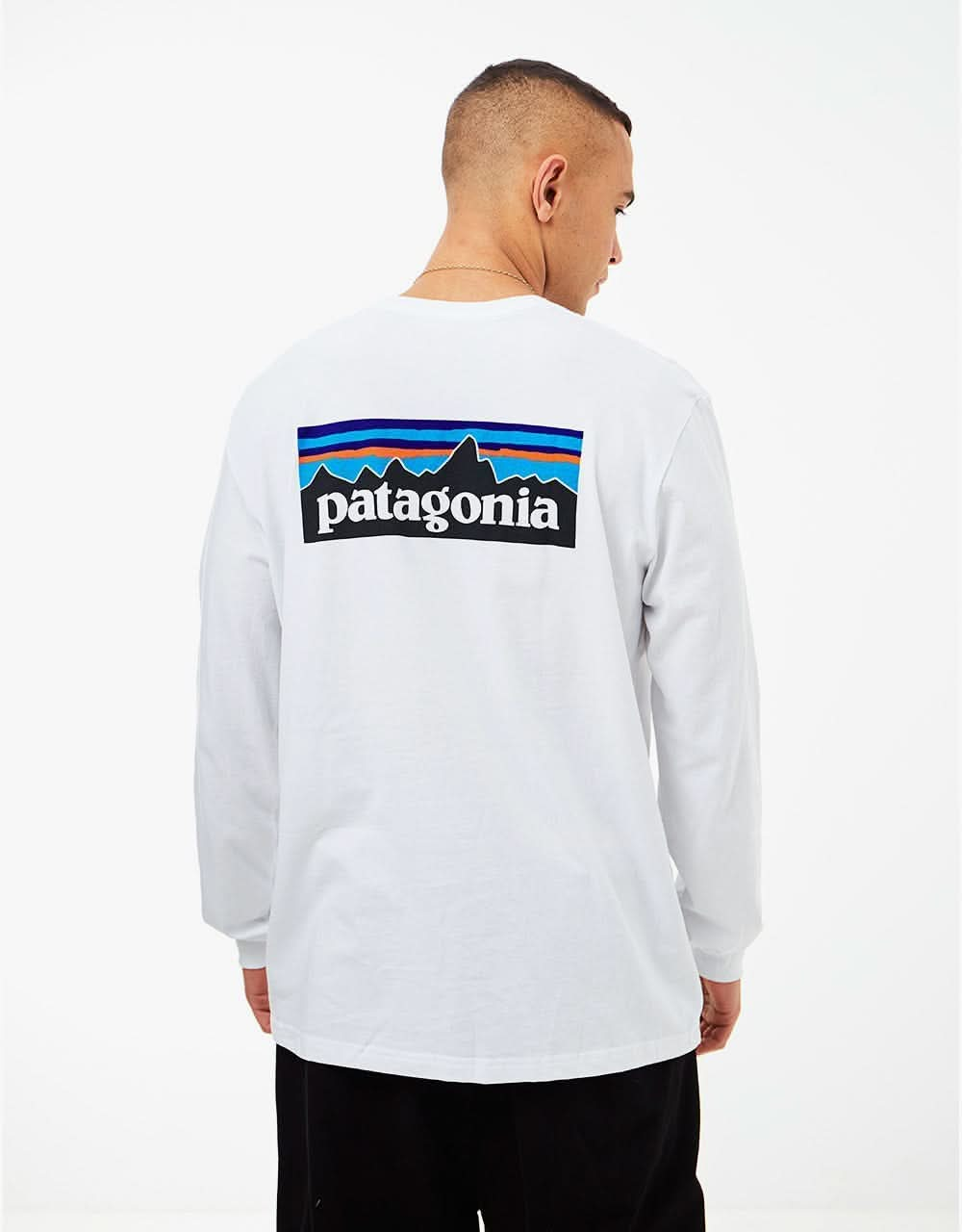 Patagonia L/S P-6 Logo Responsibili-Tee - White