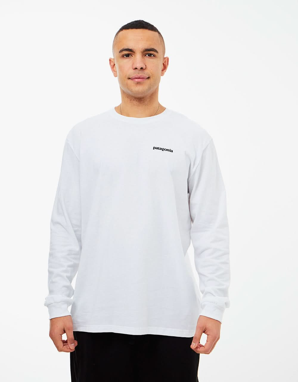 Patagonia L/S P-6 Logo Responsibili-Tee - White