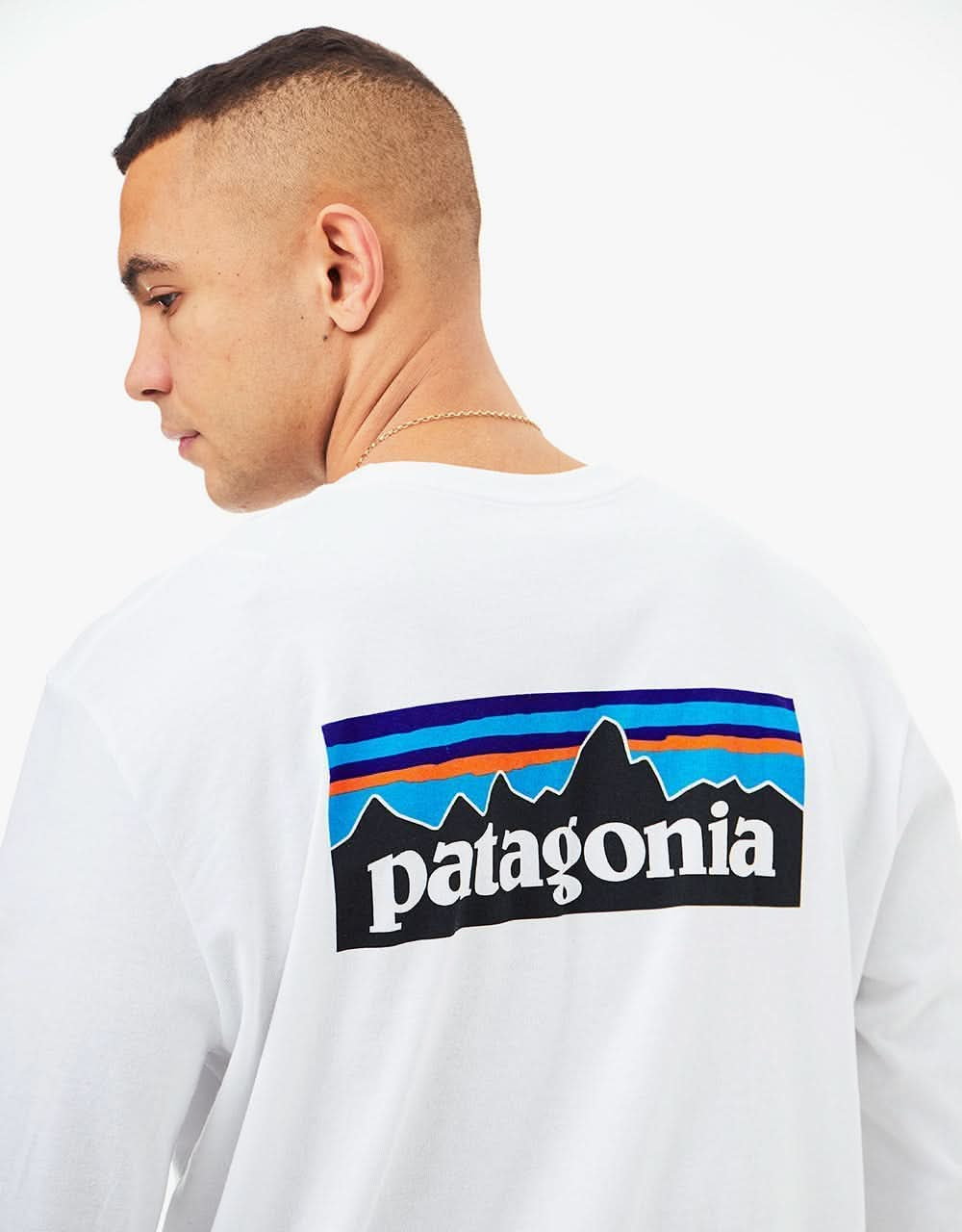 Patagonia L/S P-6 Logo Responsibili-Tee - White