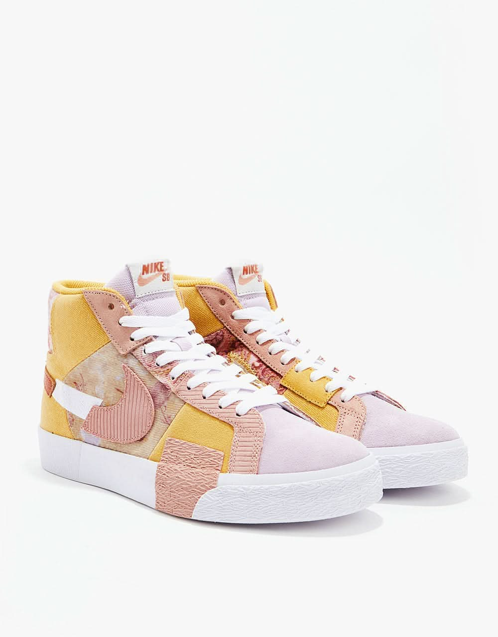 Nike SB Zoom Blazer Mid Premium Skate Shoes - Sanded Gold/White-Burnt Sunrise