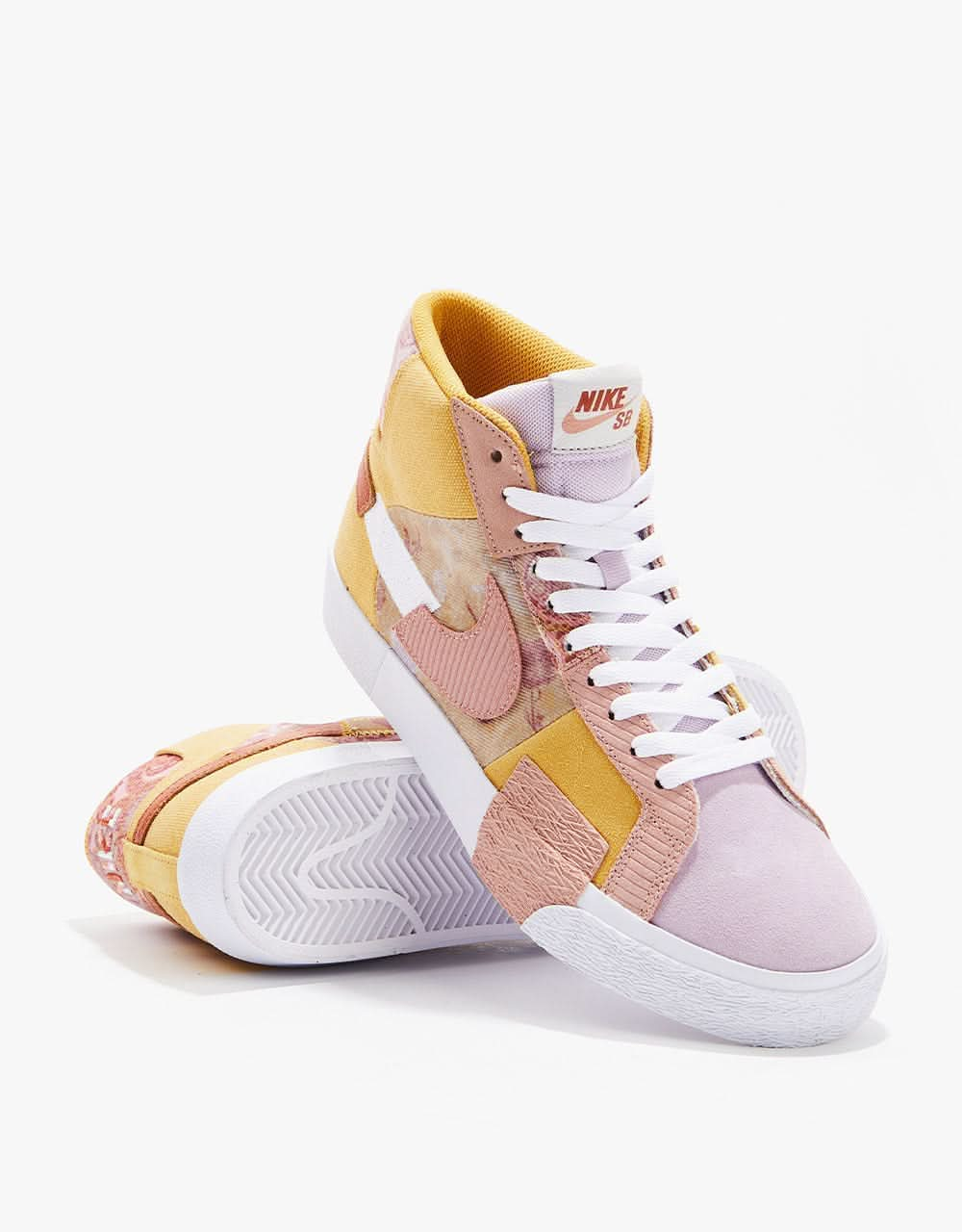 Nike SB Zoom Blazer Mid Premium Skate Shoes - Sanded Gold/White-Burnt Sunrise