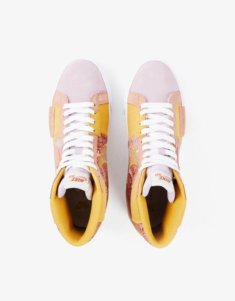 Nike SB Zoom Blazer Mid Premium Skate Shoes - Sanded Gold/White-Burnt Sunrise