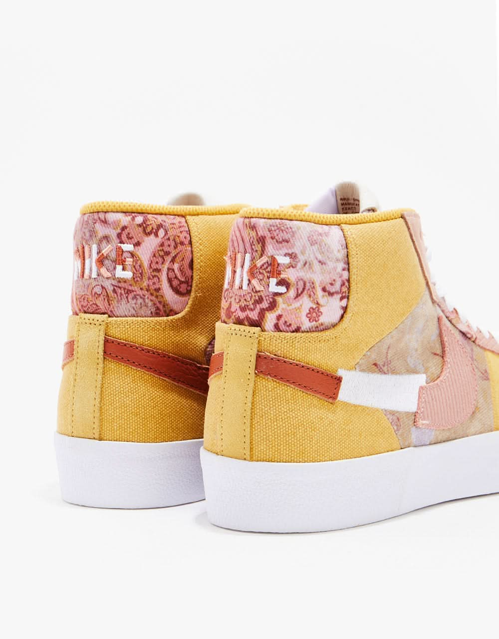 Nike SB Zoom Blazer Mid Premium Skate Shoes - Sanded Gold/White-Burnt Sunrise