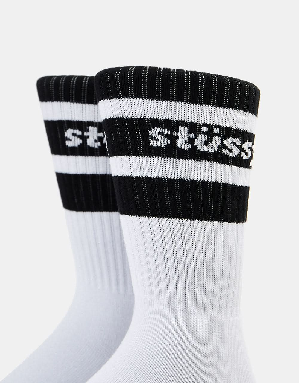 Stüssy Stripe Crew Socks - White/Black