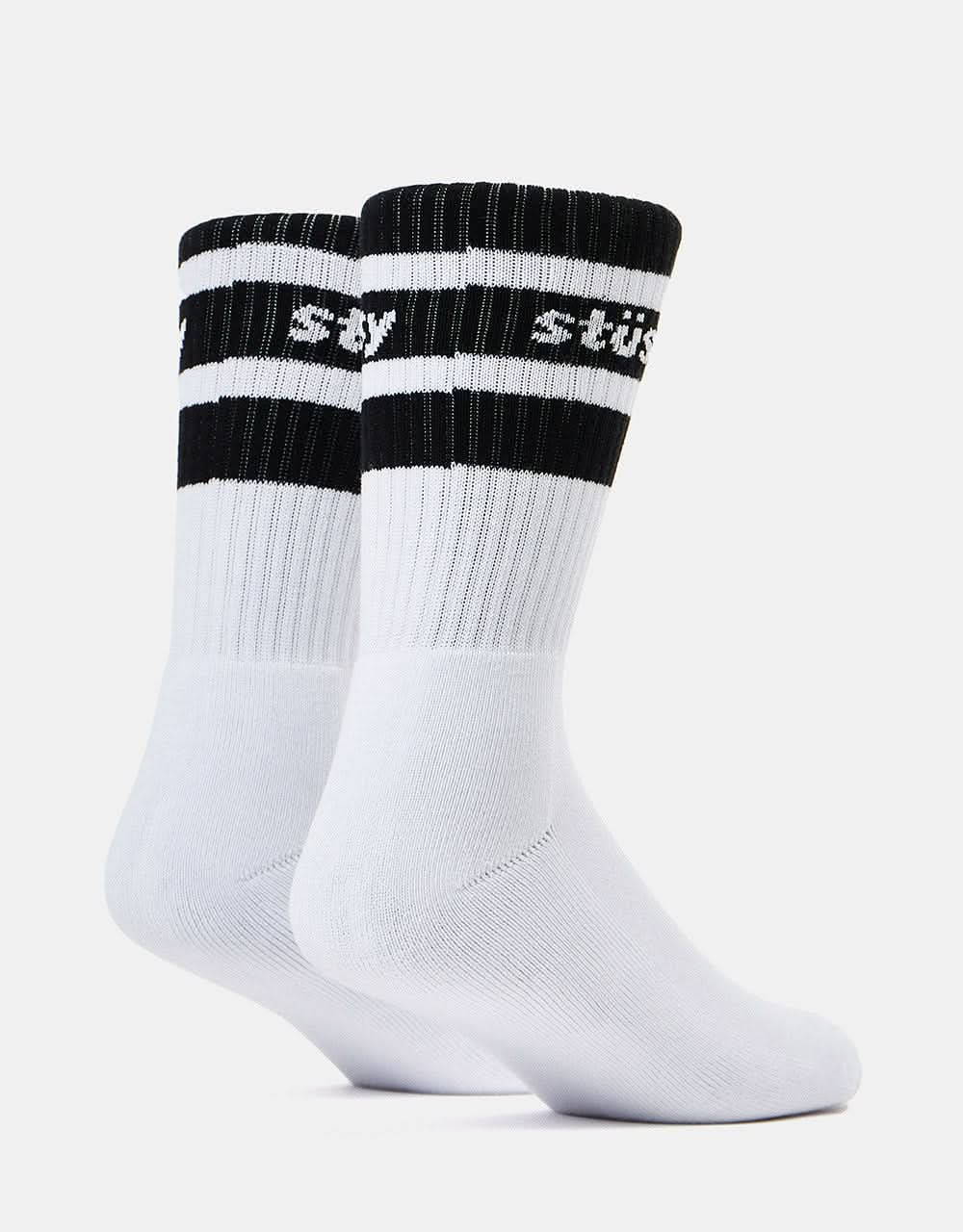 Stüssy Stripe Crew Socks - White/Black