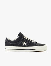 Converse One Star Pro Ox Leather Skate Shoes - Black/Black/Egret