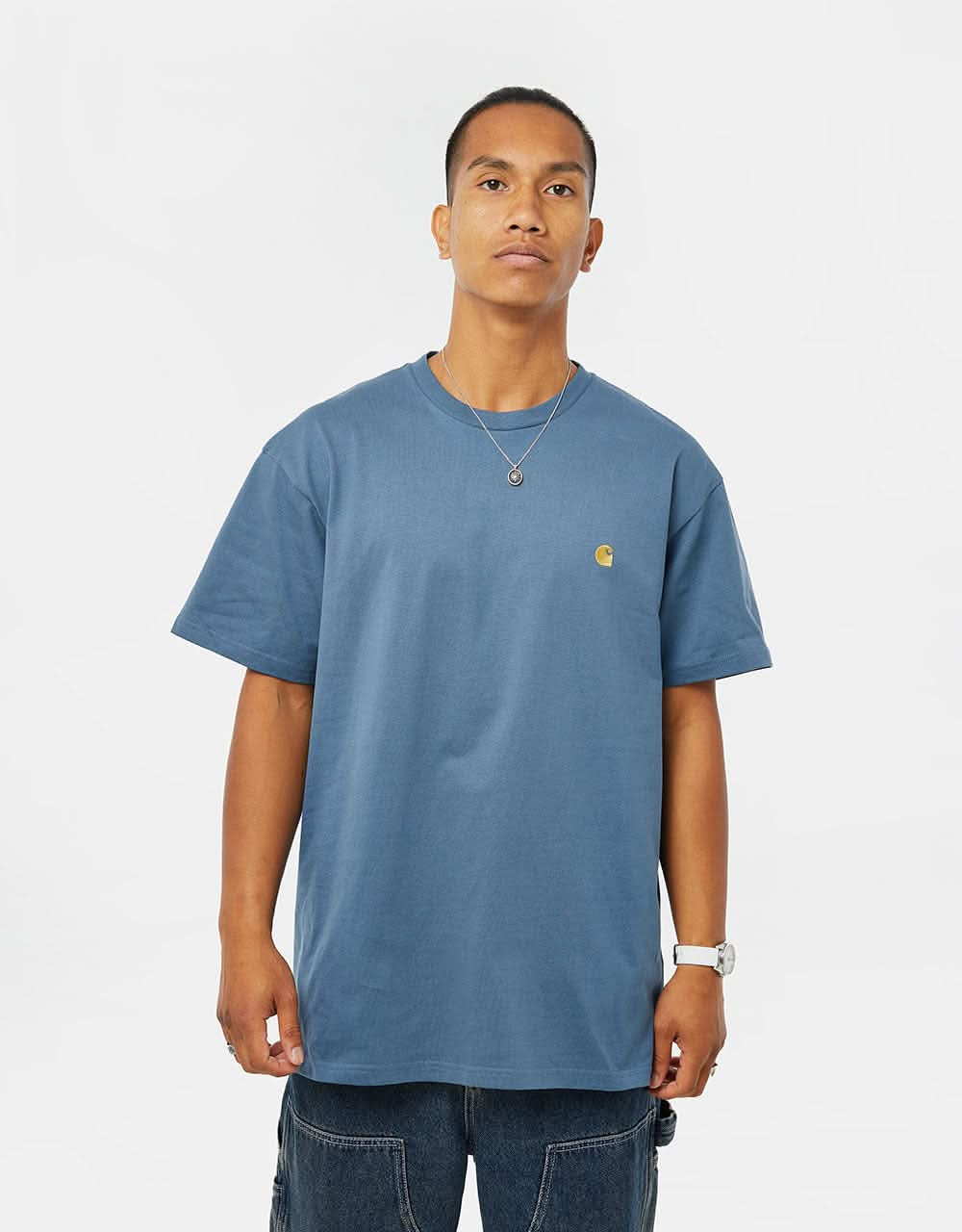 Carhartt WIP S/S Chase T-Shirt - Storm Blue/Gold