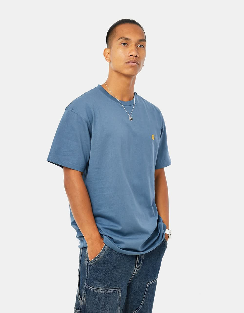 Carhartt WIP S/S Chase T-Shirt - Storm Blue/Gold