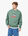 Butter Goods x Peanuts Umbrella Embroidered Crewneck Sweatshirt - Sage