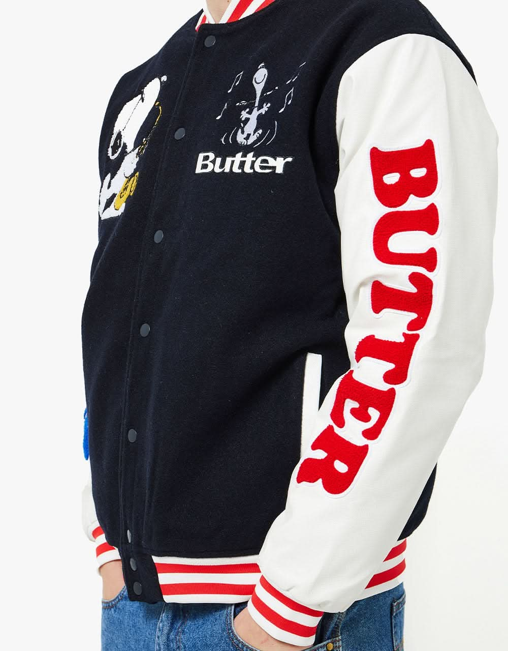 Butter Goods x Peanuts Jazz Varsity Jacket - Navy