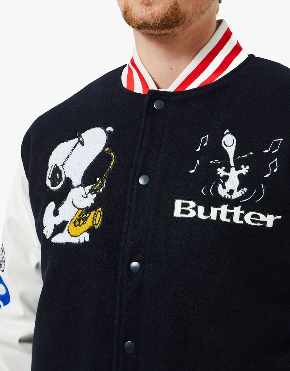 Butter Goods x Peanuts Jazz Varsity Jacket - Navy