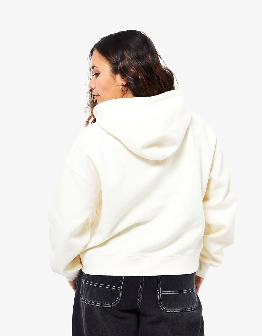 Obey Womens Bubble Cropped Pullover Hoodie - Unbleached