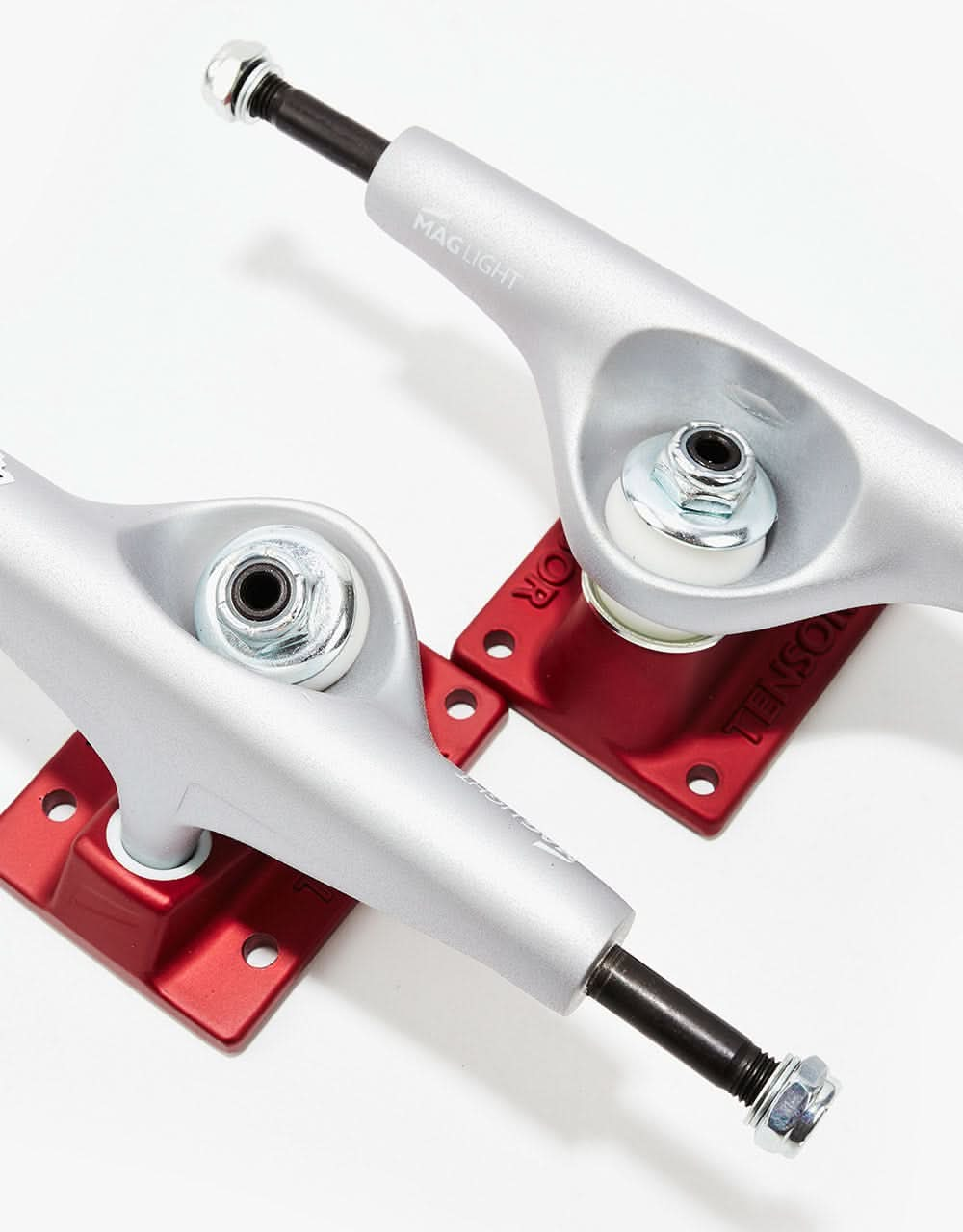 Tensor Mag Light Reflect 5.5 Skateboard Trucks - Silver/Red (Pair)