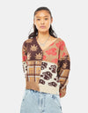 HUF Womens Nature Patchwork Cardigan - Brown