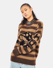 HUF Womens Shroom Jacquard Knit Sweater - Brown