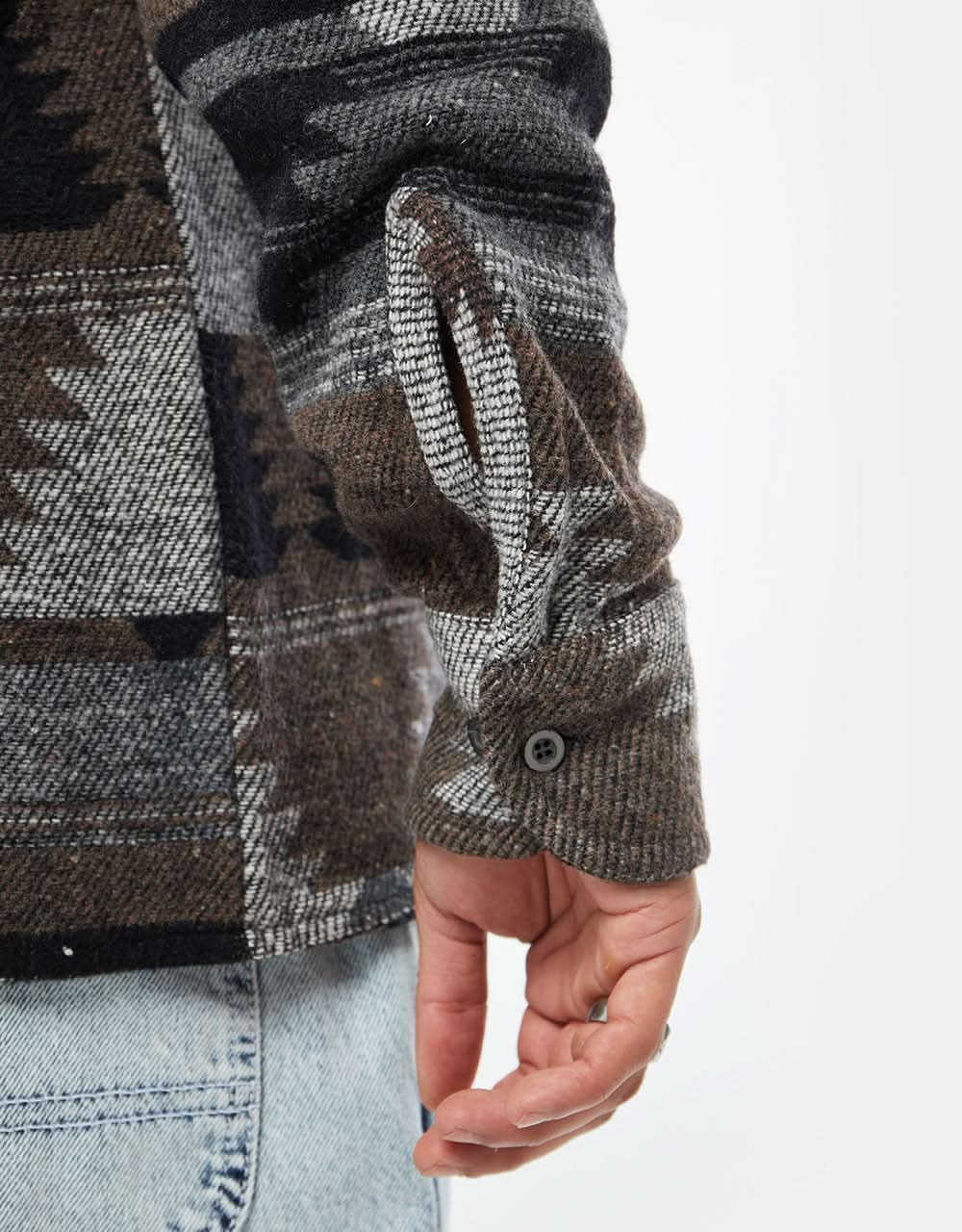 Route One Navajo Heavyweight Flannel Shirt - Charcoal