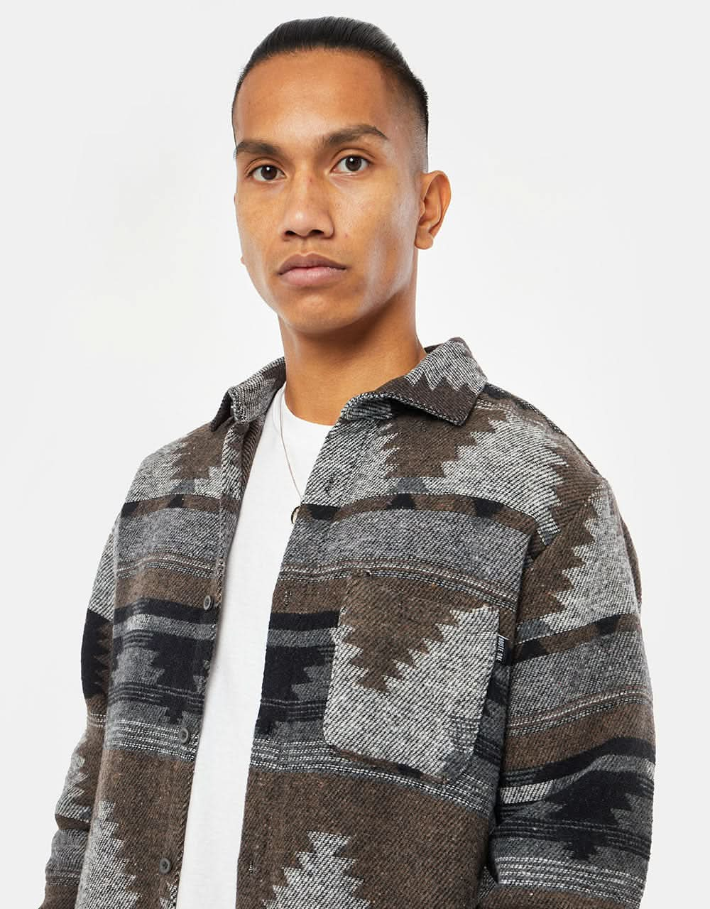 Route One Navajo Heavyweight Flannel Shirt - Charcoal