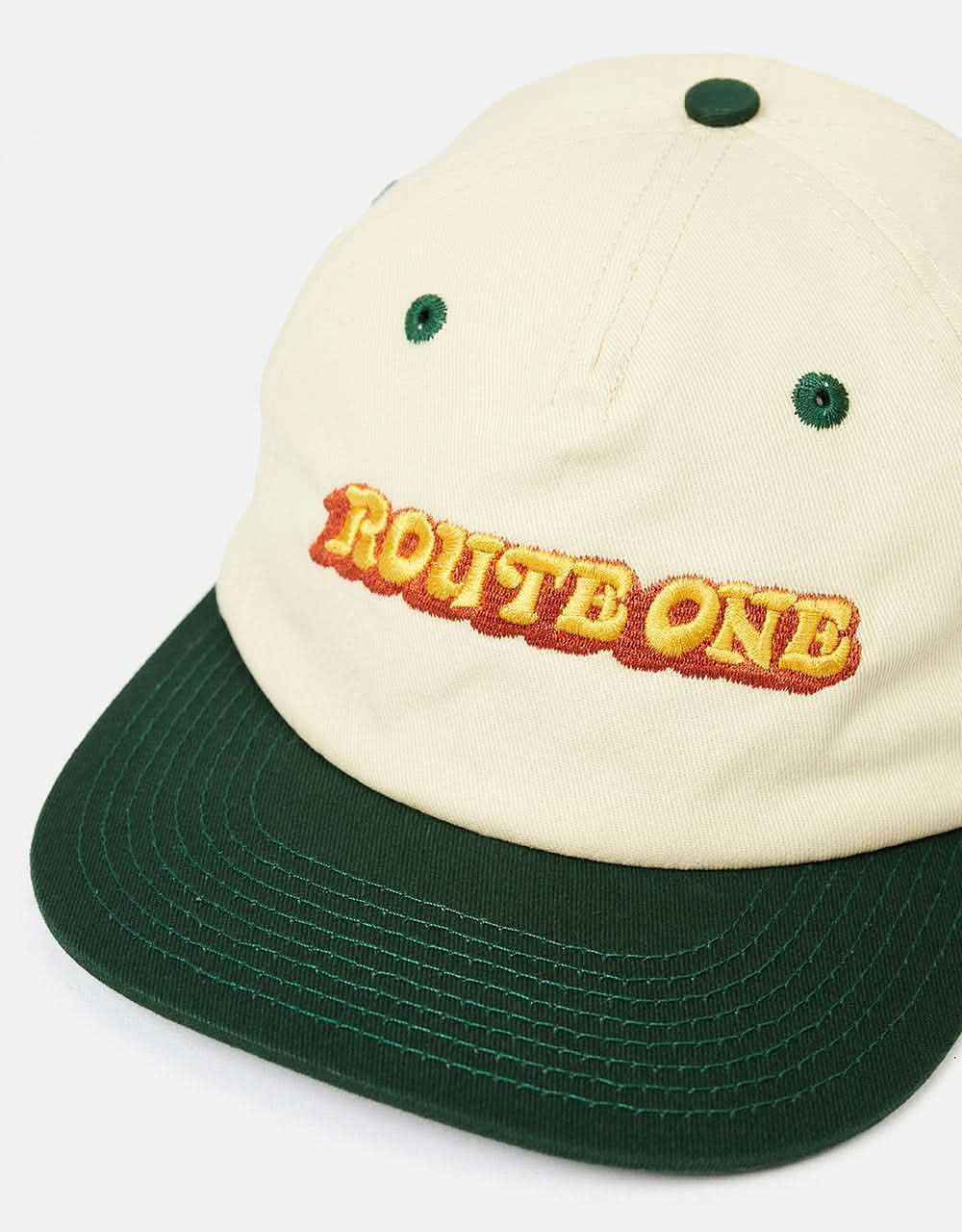 Route One Special Unstructured Snapback Cap - Natural/Forest Green