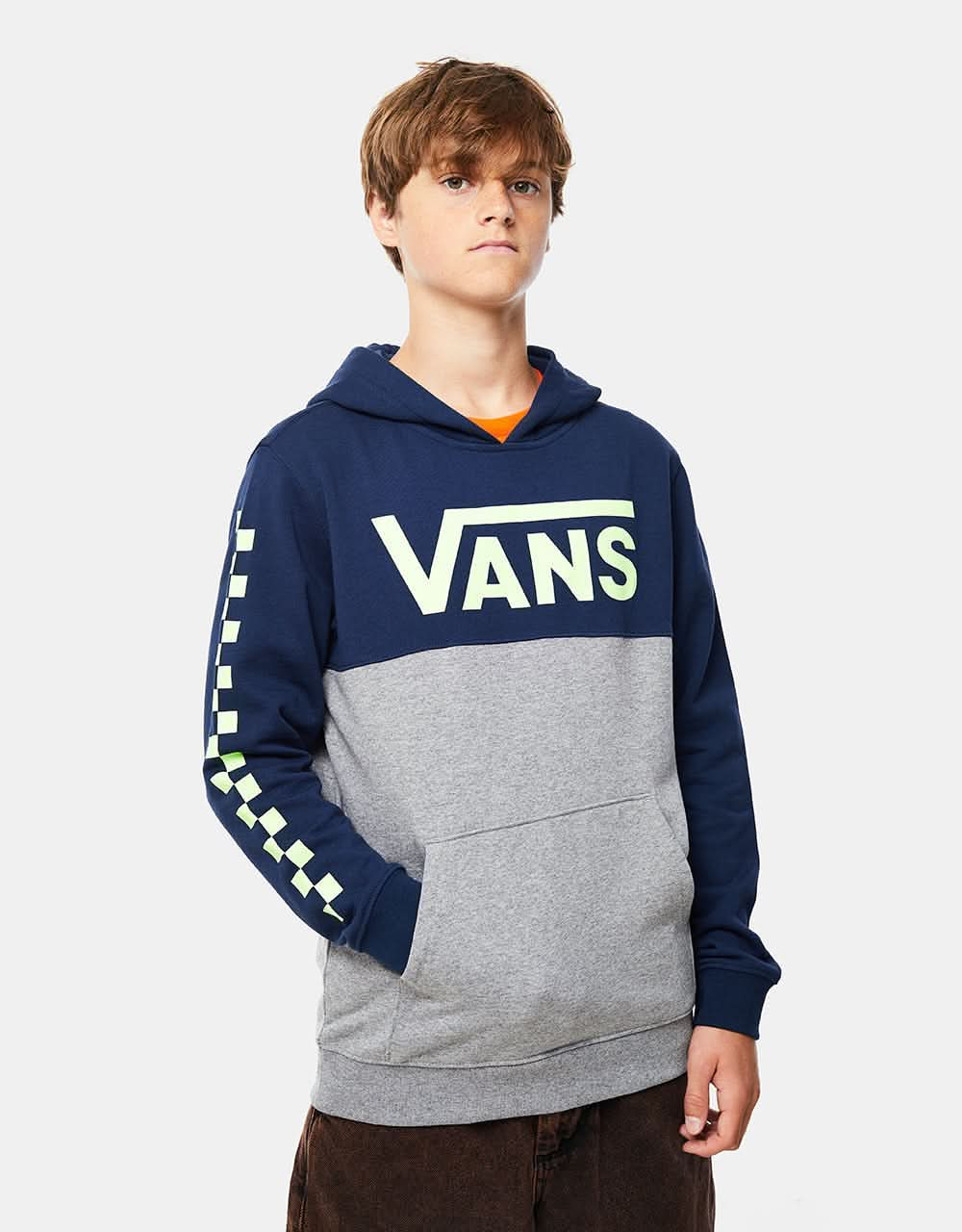 Vans Classic Block Kids Pullover Hoodie - Dress Blues/Cement Heather