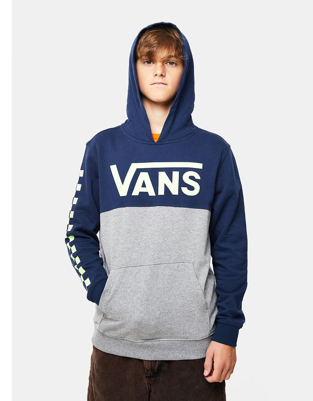 Vans Classic Block Kids Pullover Hoodie - Dress Blues/Cement Heather