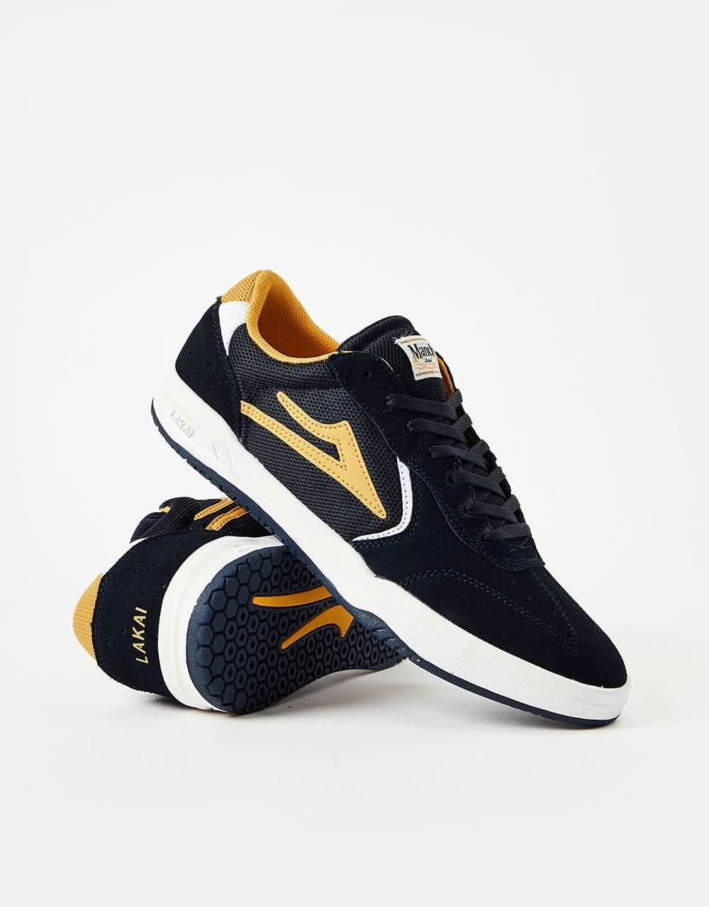 Lakai Atlantic Skate Shoes - Navy/Gold Suede