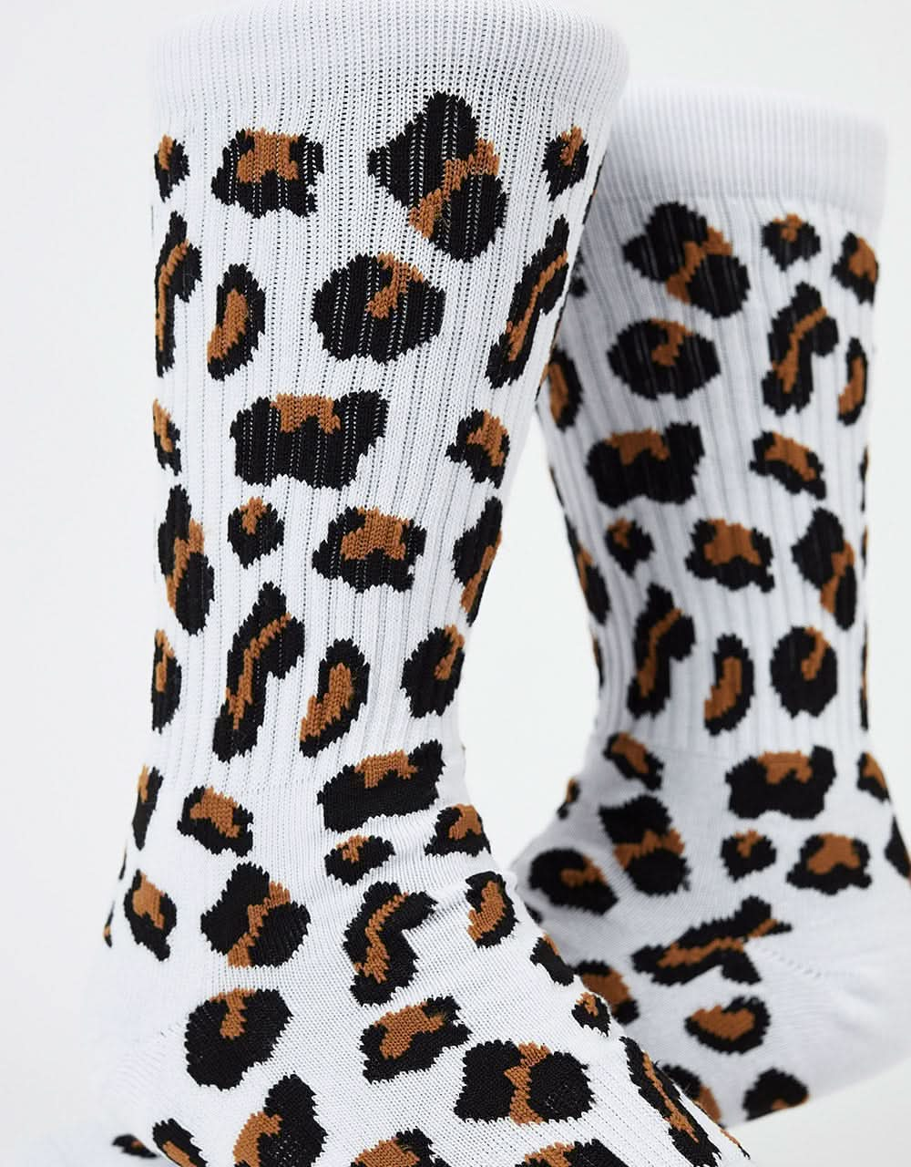 Route One Leopard Socks - White